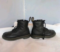 Dr Martens Kids Youth 13 Black Leather Combat Boots Lace Up & Side Zip 1460J