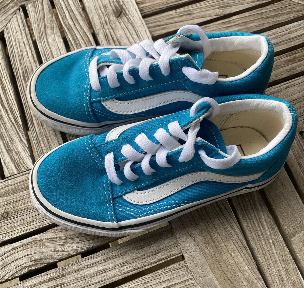Vans Classic Old School Low Top Aqua Blue Suede Sneakers Kids Size 12 New