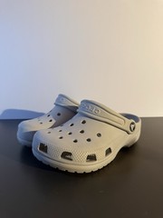 Kids size J 1 light grey crocs