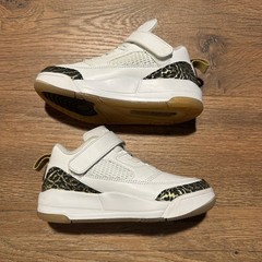 Jordan White Gold Leopard Spizike Low Kids 12C HJ9055-100