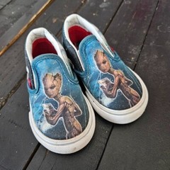 Vans Marvel Groot Toddler 4 Slip On Shoes Blue Brown Guardians of the Galaxy