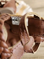 Carters Brown Braided Gladiator Sandals Childrens Kids Size 4 Zipper Close Smile