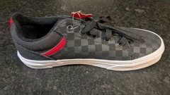 Vans Classic Seldan Checkerboard Sneaker Lace Up Low Black Gray Red Youth 4 NEW