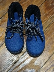 Official supply Blue Denim Textured Boots with faux fur trim Toddlers 7