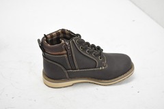 Eddie Bauer Boots Youth Brown Ankle Chukka Lace Up Side Zip Lug Sole Plaid Lined