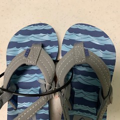 Reef Little Ahi Ocean Flip Flops Blue Gray Sandals with strap Size 3/4 New