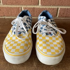 Vans Yellow/Blue/Red/White Checkerboard Pattern Lace Up Sneakers Youth Size 5