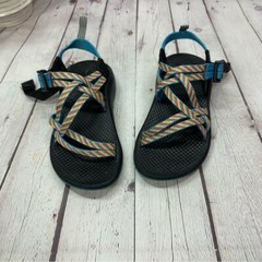 chaco Black Strappy Sandals Adjustable Straps kids sz 1 UNISEX bright stripe