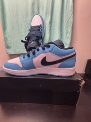 Jordan 1 Low UNC Powder Blue White Black Carolina Retro 553560-144 Sz 7y