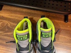 YOUTH Sz 2Y ~ Converse™ Chuck Taylor ALL STAR Mid Top ‚Gray, Neon‘ 642030F
