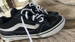 VANS Unisex Kids Black White Sneaker US 5 Suede Mesh Lace Up Low Top