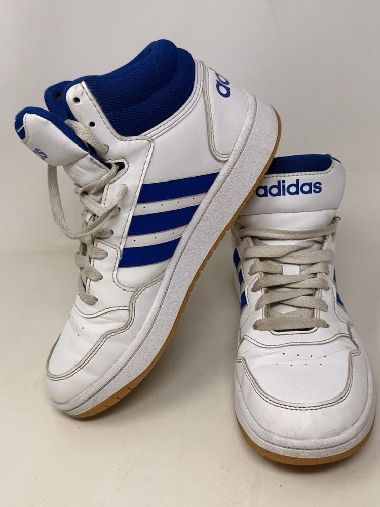 Adidas Post Move Mid Top Cloudfom White & Blue Basketball Shoes Sz 5 Big Kids