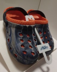 Capelli New York Clogs with Backstrap BLUE/WHITE Swirl & ORANGE Kids 2 ~ NWT