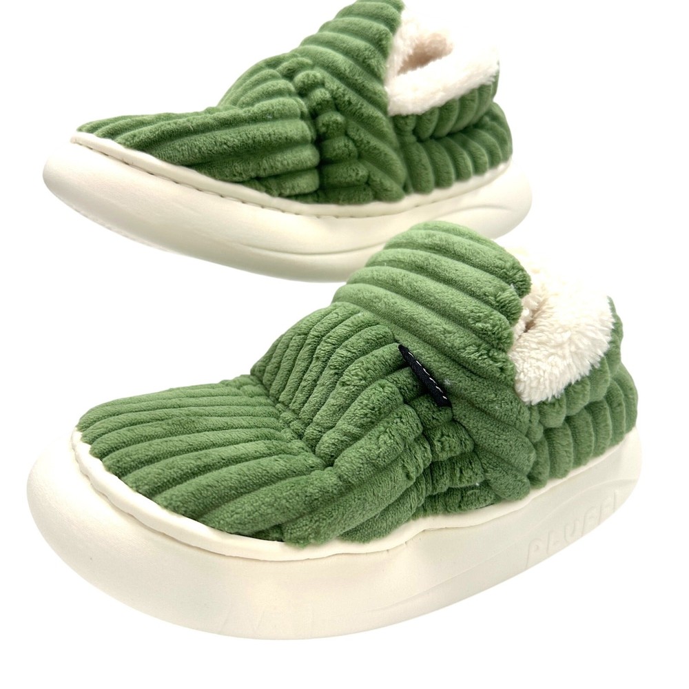 Pluffi Puffy Green Bootie Slippers EU 34-35 US Big Kid 3-4 Cozy Plush Soft