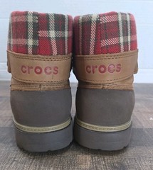 Crocs 11443 Cobbler Plaid Lined Foldover Lace Up Ankle Boots Child 12