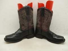ANDERSON BEAN BOOTS Black Purple Leather Cowboy Boot Youth Kids Size 3 St 2001