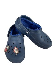 Kids‘ Junior’s Classic Fleece Lined Crocs Clog Navy Blue Blue J1