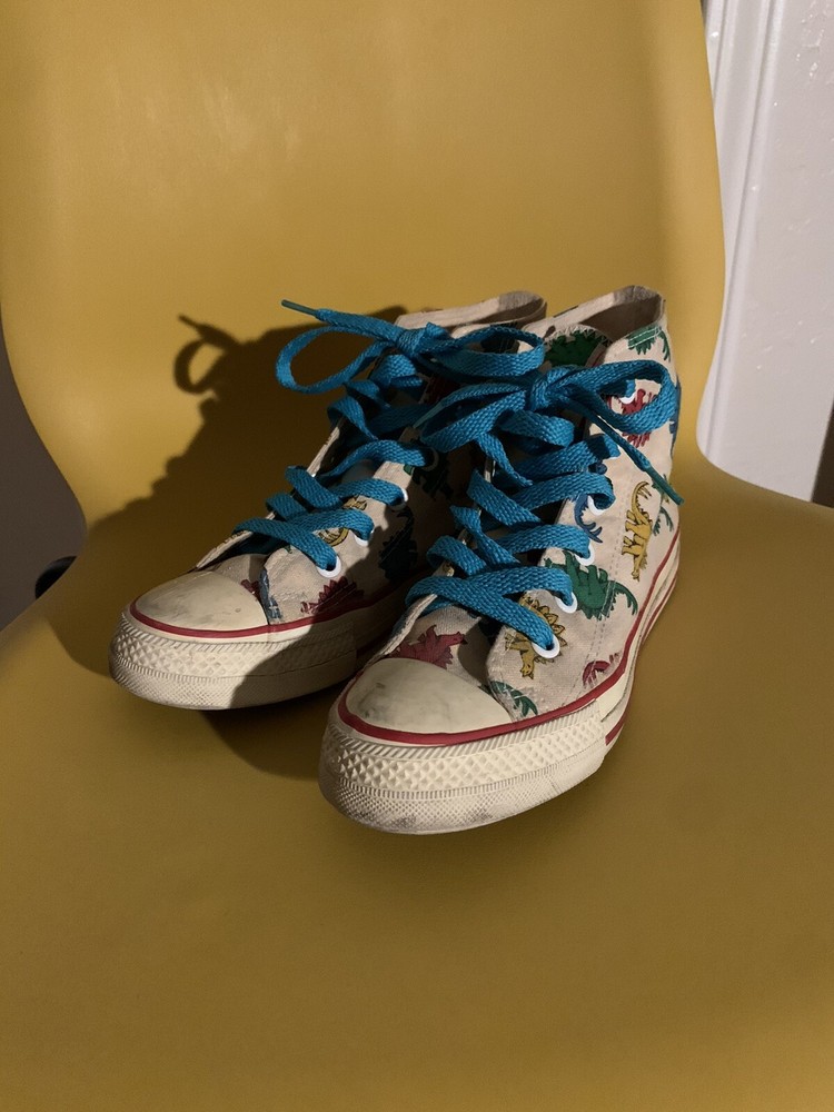 Vintage Converse Chuck Taylor Dinosaur Shoes 2 1/2 Kids Made in Korea 80s 90s