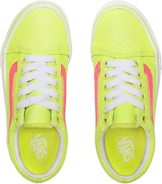 New Vans Old Skool (Neon Glitter) Yellow Sneaker Size 1.0 Kids BRAND NEW IN BOX