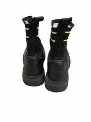MSGM Kids Leather Knit Logo Elastic Sock Boot Bootie Lug Sole 69169 34 US 3