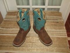 Masterson Boot Co Youth size 12.5 Square Toe Green Shafts Western Boots