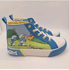The Smurfs Character Hightop Canvas Sneaker Zipper Slip In Kids Shoes Size 11