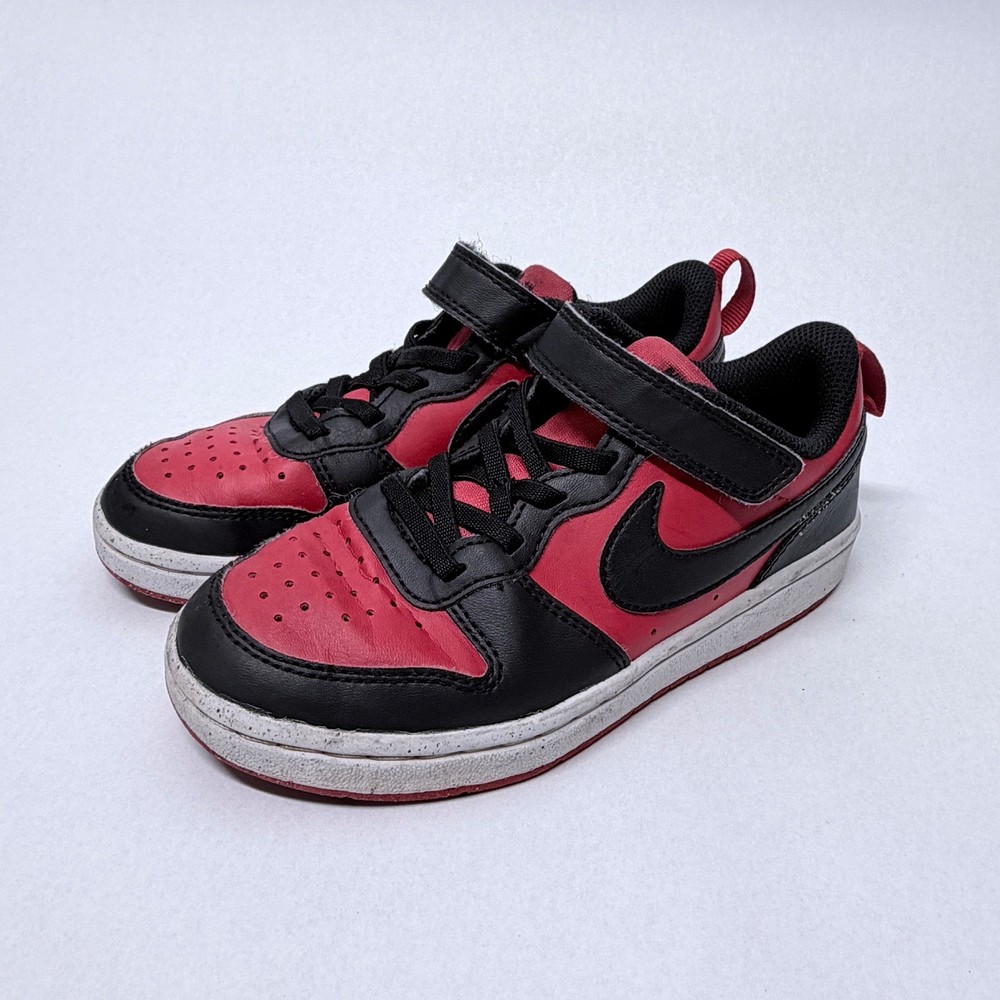 Nike Court Borough Low Recraft Red Black Kids Shoes Size 13C