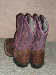 Youth brown/purple DAN POST leather upper square toe western boots , size 12.5 D