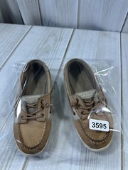SPERRY TOP SIDER SHORESIDER LEATHER BOAT SHOES CHILDREN 3M TAN CASUAL BOATING