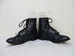 JUSTIN Blue Leather Lace Kiltie Roper Cowboy Boots Youth Size 5.5 D Style 504Y