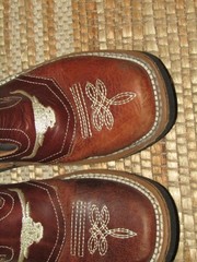 Mexico Brown & Gray Square Toe Western Cowboy Boots Kids sz 12 Mex 19