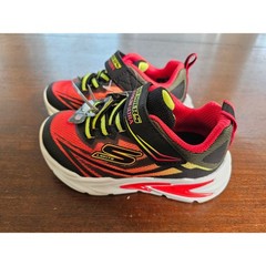Skechers Flex-Glow Light Up Sneakers Kids 7T Red Black Light Up Athletic Shoes