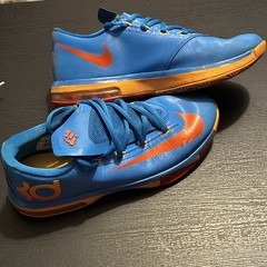 Nike KD V Unisex Kids Basketball Sneakers Blue/Orange 5.5Y 599477-401