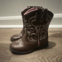 Wonder Nation girls Western Cowgirls Boots Brown Size 8 Pull-On Non-Marking