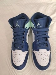 Jordan Air Jordan 1 Mid Blue White Mint Green Unisex 7Y Athletic Sneakers