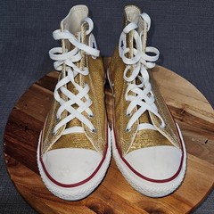 Converse Chuck Taylor All Star High Top Sneakers Unisex Kids Gold Glitter US 5.5