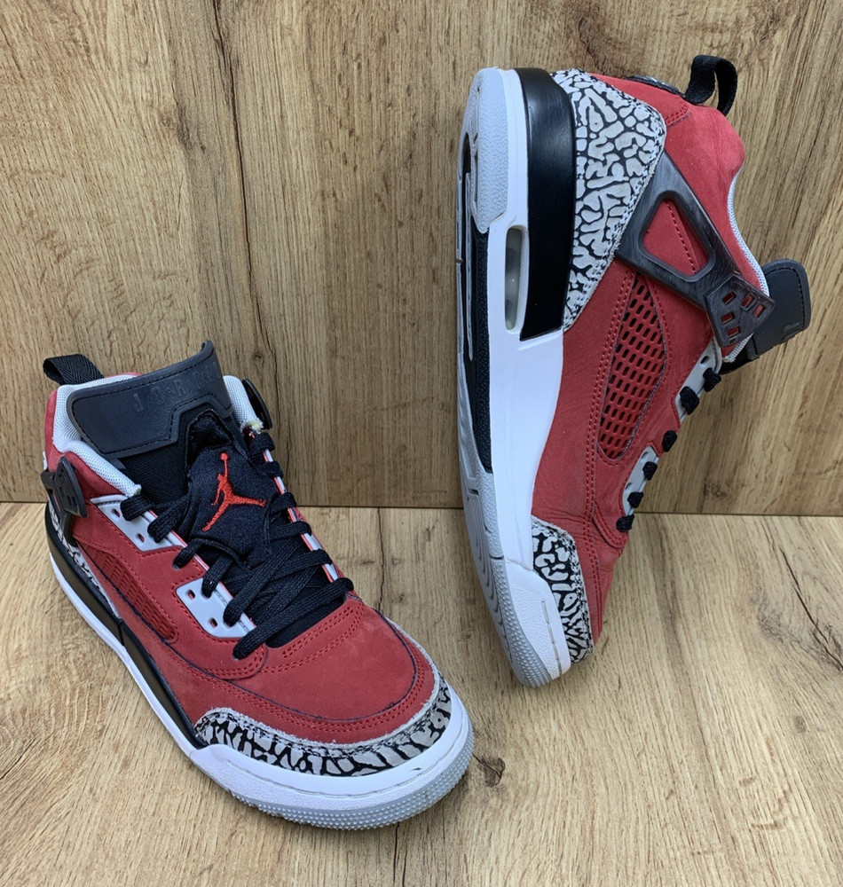 Jordan Spizike Unisex Kids Low GS Gym Sneakers FQ3950-600 Red Black Wolf Grey 6Y