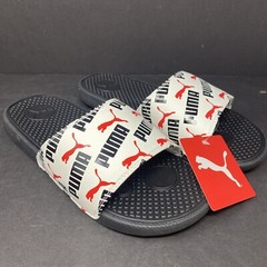 Puma Junior Size 7 Cool Cat Bold Boys BX JR Slide Sandals White Black Red Kid 7C