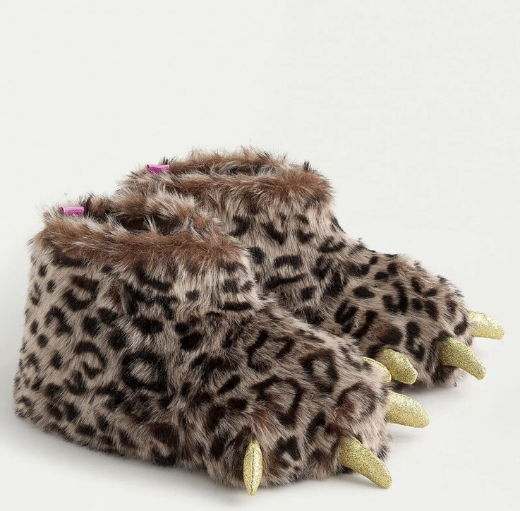 NEW $49 Crewcuts J.Crew Monster Cheetah Leopard Slippers Shoes Girls Kids Size 8