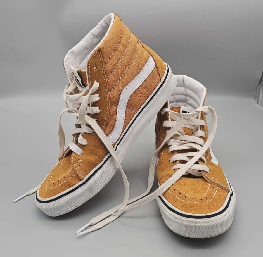 VANS Sk8-Hi Reissue Side Zip Orange Suede Skate Shoes Youth
