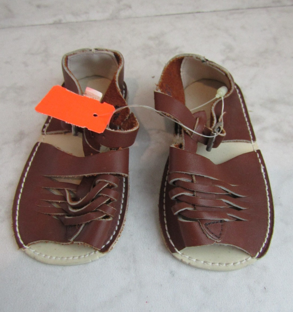NWT Huarache Brown Leather Buckle Strap Sandal Shoes Infant Size 3