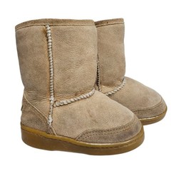 Minnetonka Moccasin Winter Boots Tan Suede Shearling Lined Kids Size 9 Unisex