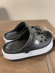 Crocs KIDS Unisex Sz c8/c9 Crocband II Kids Black/White 11990-066 NWT