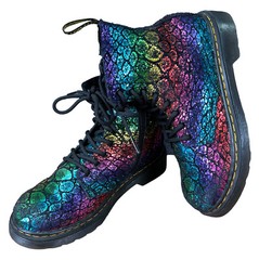 Dr Martens 1460 Pascal J Black Rainbow Metallic Boots YOUTH SIZE 3 Suede Upper