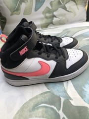 Nike Size 3 Court Borough Mid 2 White Black Pink CD7782-005 Basketball Shoes