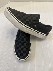 VANS Asher Checkerboard Check Canvas Slip On Shoes Pewter Black M 6 W 7.5