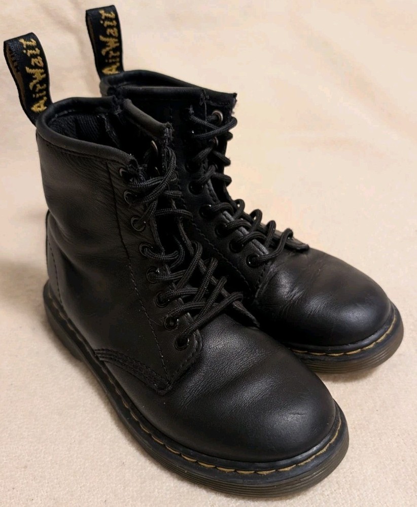 Dr. Doc Martens Combat BootsLeather Lace-Up Youth Size 11 Zip Ankle F82
