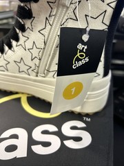 Art Class Kids Blakely High-Top Side Zip Fashion School Sneaker White Stars Sz 1
