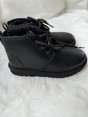 NEW UGG Neumel II Boot Black Leather Big Kids US3/UK2/EU35 (1136847K)