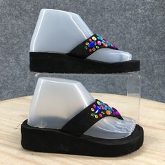 Op Sandals Kids 12 Platform Thongs Black Beaded Open Toe Breathable Comfort